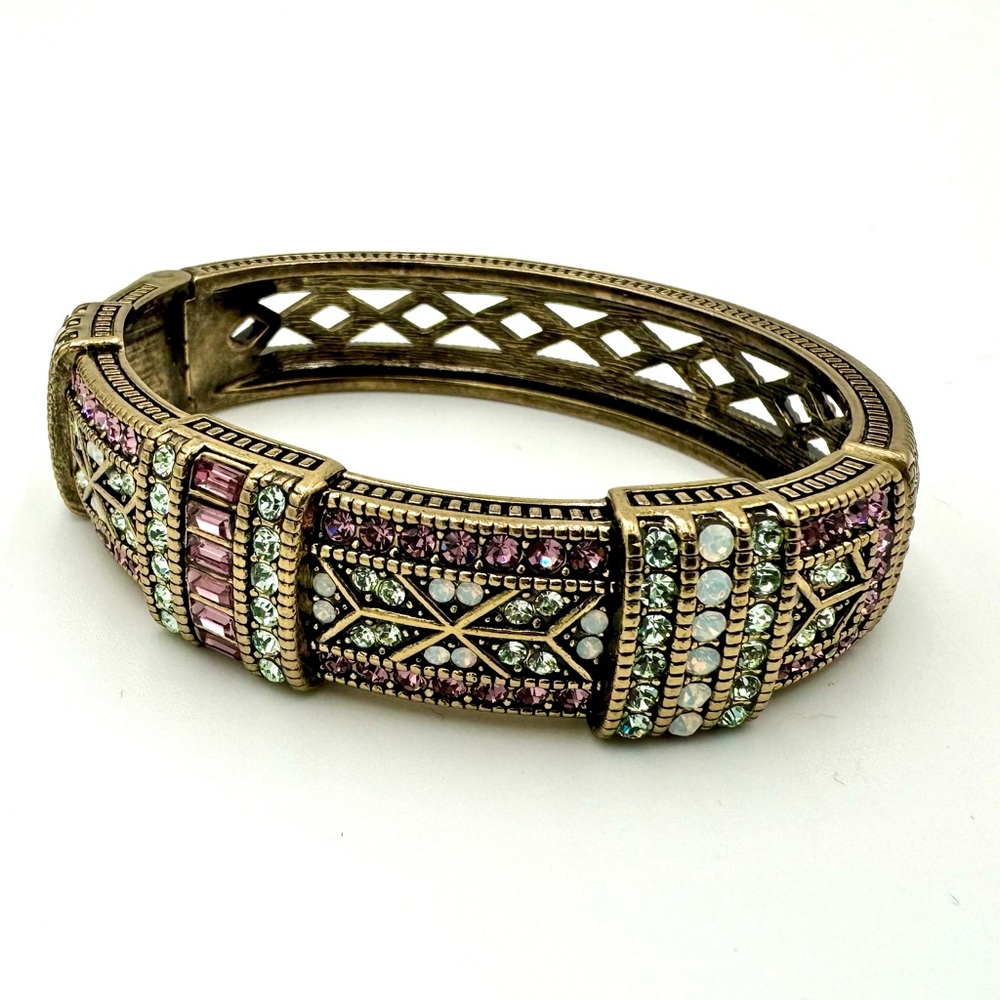 NWOB Heidi Daus Swarovski *retired* pink/green bangle clamper bracelet